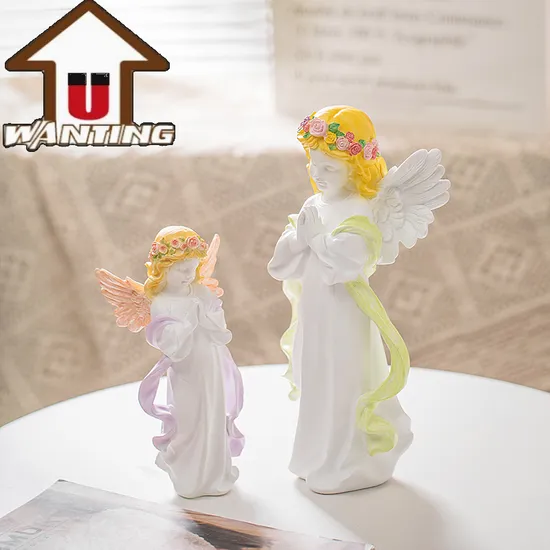 Wholesale Religious Figurines Color Blessing Angel Indoor Decoration Christmas Decor Resin Statue 