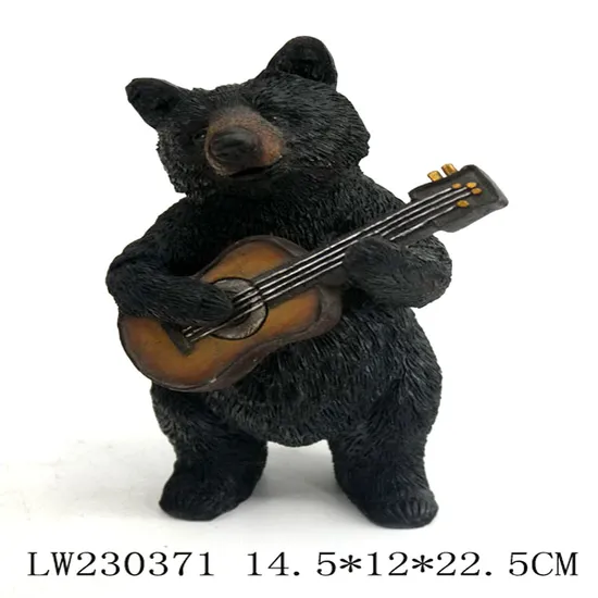 Black Bear Statue Figurine Resin Animal for Indoor and Outdoor Lawn Decor 