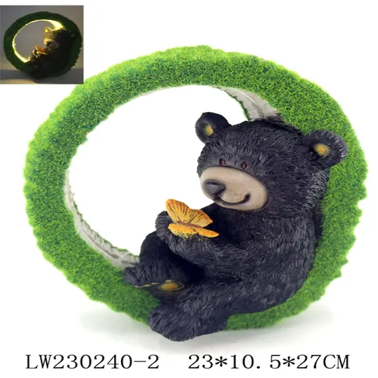 Hot Selling Black Bear Statue Garden Ornaments Resin Handicrafts 