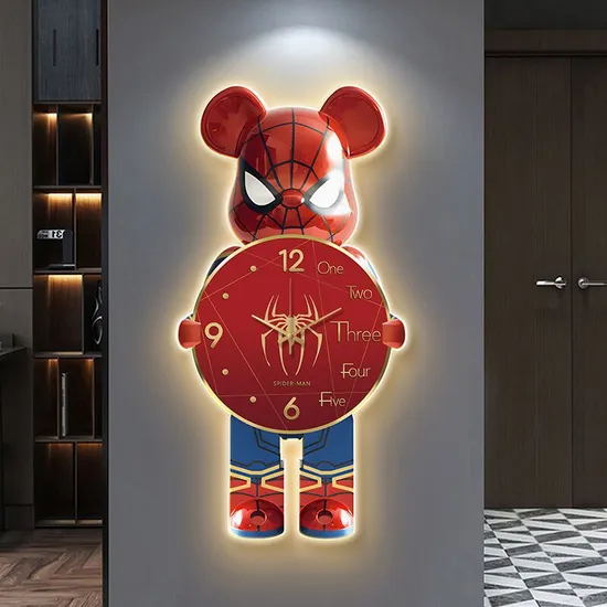 Fashion Trend Mural with Clock LED Lights Painting Luxury Wall Art with LED Light 