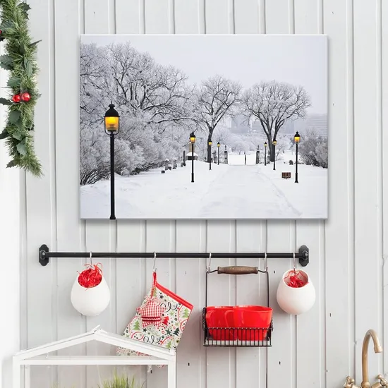 LED Light Canvas Wall Art for Gift and Home Decoration Snow Landscape Printing Design on Light Canvas Painting 