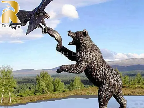 Outdoor Metal Brass Animal Bear Battling Statue Large Pair of Copper Black Bear Sculpture for Sale 