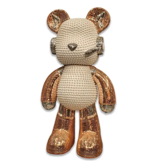 Wholesale Modern DJ Bear with Sound Large Floor Decorative Ornament Home Decoration Fiberglass Sculpture Decorations 