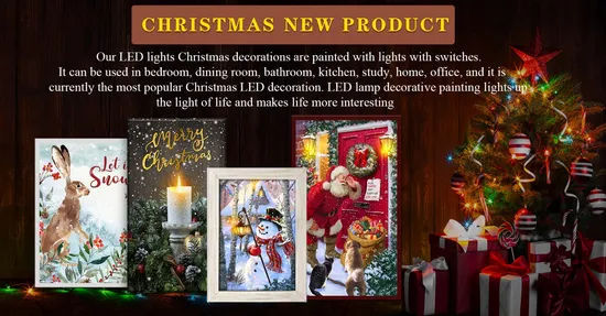 Custom LED Christmas Light up Ready to Hang Frame Canvas Painting Wall Art for Home Decor 