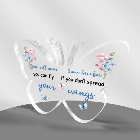 Factory Personalized Butterfly Shape Acrylic Block Memory Birthday Gift Acrylic Sign Desk Display Home Ornament 