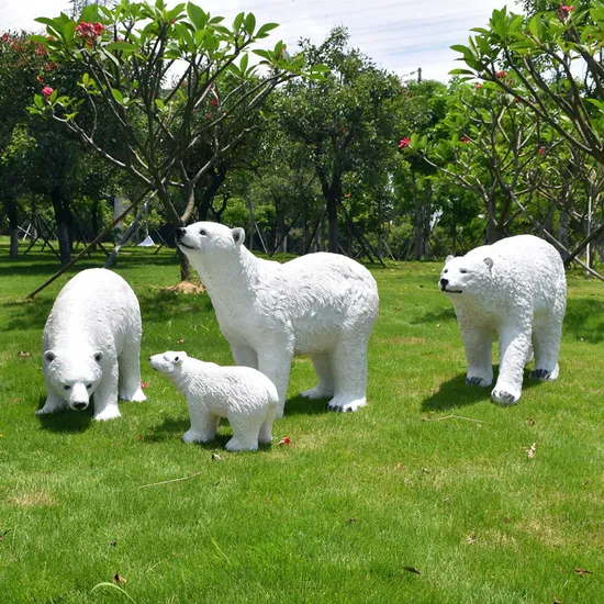 2025 Stand One Fiberglass Polar Bears Statue with Ice Props for Party 
