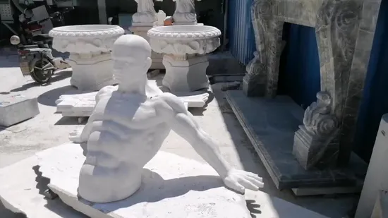 Factory Modern Abstract Creative Garden Natural Stone Granite Marble Human Face Park Chair Sculpture 