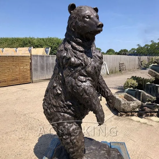 Lying Down Bear Closed Eyes Leisurely Rest Bear Metal Statue 