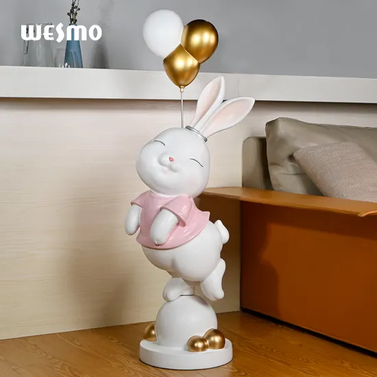 Friendly Bunny Easter Decoration Floor Standing Resin Animal Sculpture Home Decor Sculpture 