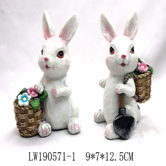 Wholesale Custom Easter Resin Rabbit Statue Bunny for Home Decoration 