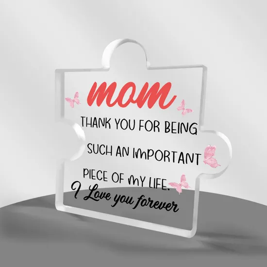 Wholesale Clear Acrylic Block Puzzle Piece Shape Thank You Memory Gift Desk Ornament for Mom Dad Friend 